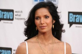 Padma lakshmi, white spaghetti strap dress